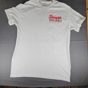 Peanuts Snoopys Bakery and Cafe Graphic T-Shirt White Mens Medium NWOT